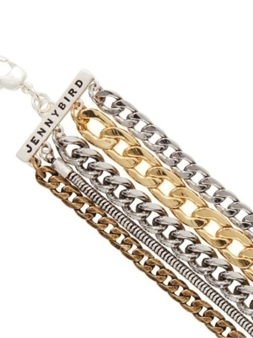 Jenny Bird Austin Mixed Metal 5 Strand Chain Bracelet Two-Tone Silver Gold Cuff - Picture 2 of 8